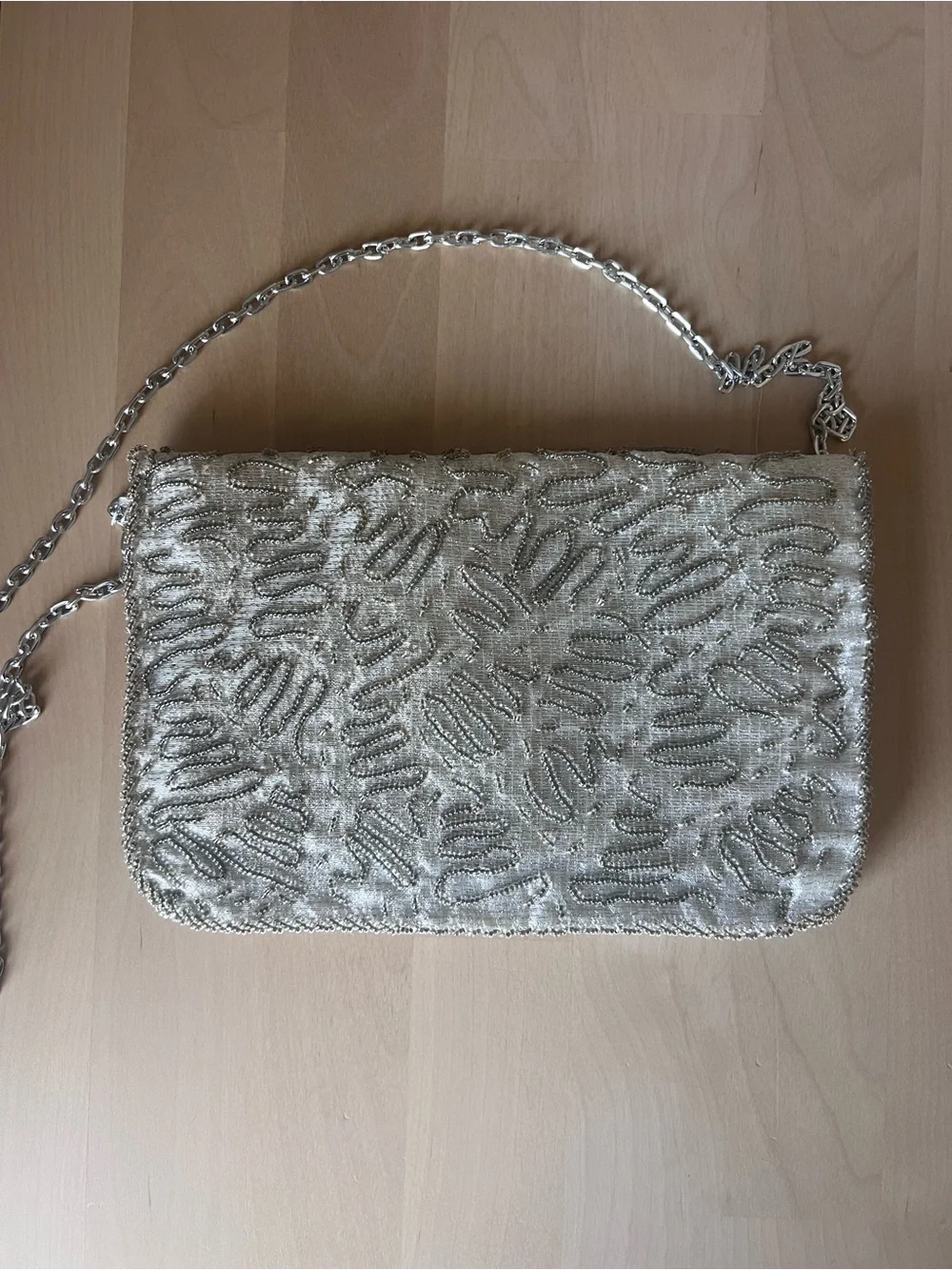 Vintage Cream Beaded Chain Shoulder Bag